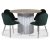 Empire spisegruppe 105 cm inkl. 4 Plaza fljlsgrnne stole - Empradore marmor / Hvid lamel trfod