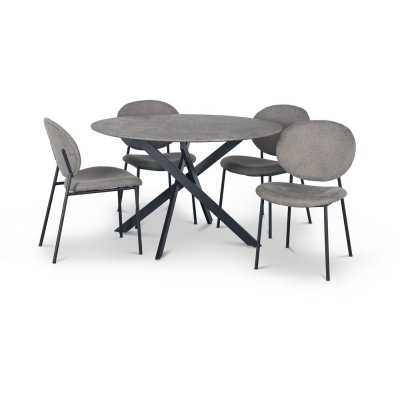 Hogrn spisebordsst 120 cm bord i imiteret beton + 4 stk. Tofta gr stole