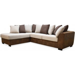 Delux sofa med ben ende venstre - Brun/Beige/Vintage