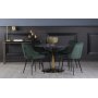 Plaza spisegruppe, marmorbord med 4 stk Theo fljlsstole - Grn / Gr / Messing
