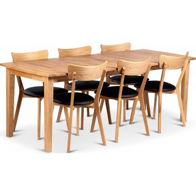 Visby spisebord 160-210x90 cm med 6 Vxj stole