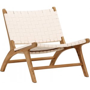 Rike loungestol - Creme PU/teak