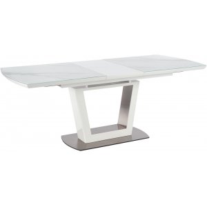 Risk spisebord 160-200 cm - Hvid marmor