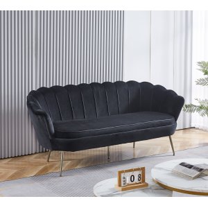 Kingsley 3-personers sofa i fljl - sort / krom + Mbelfdder