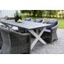 Oxford udendrs spisegruppe; gr/hvid bord 220 cm inkl. 6 Mercury lnestole gr syntetisk rattan