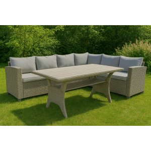 Udendørs gruppepop - Hjørnesofa med rottingbord - Natur Udendørs gruppepop - Hjørnesofa med rottingbord - Natur
