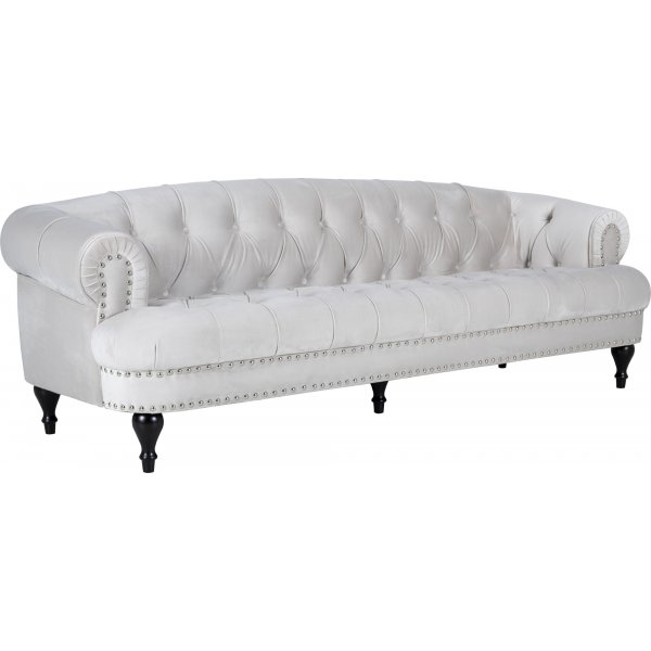 Sofa 3-personers chesterfield beige velour