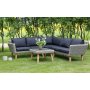 Almbro udendrs mbelgruppe hjrnesofa med bord - Lysegr kunst-rattan