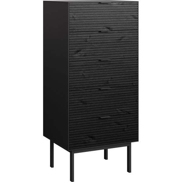 Soma slim kommode med 5 skuffer - Sort
