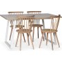 Edge spisegruppe; Spisebord i hvid HPL 140x90 cm med 4 rullestole i hvidkalket