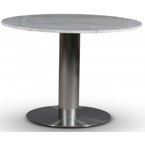 SOHO spisebord 105 cm - Brstet aluminium / Lys marmor