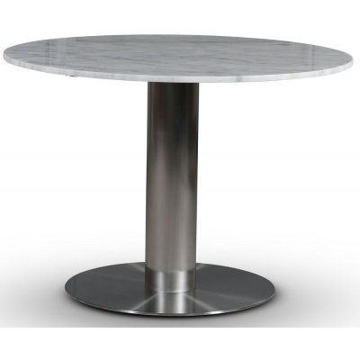 SOHO spisebord Ø105 cm - Børstet aluminium / Lys marmor