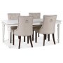 Paris spisegruppe hvidt bord med 4 stk Tuva New Port stole i beige stof med baghndtag
