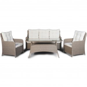 Loungegruppe Rögrund - Beige syntetisk rattan Loungegruppe Rögrund - Beige syntetisk rattan