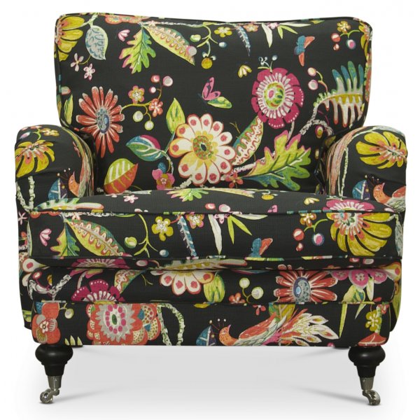 Savoy lnestol med blomsterstof - Havana Black