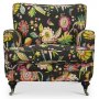 Savoy lnestol med blomsterstof - Havana Black