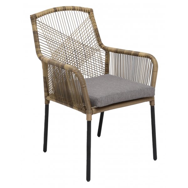 Ystad stelstol - snoet syntetisk rattan/gr hynde