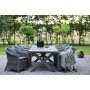 Oxford udendrs spisegruppe; grt bord 220 cm inkl. 6 Mercury lnestole gr syntetisk rattan