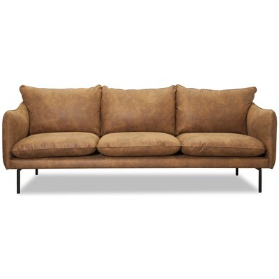 Bjrndal 3-personers sofa - Cognac eco lder + Mbelplejest til tekstiler