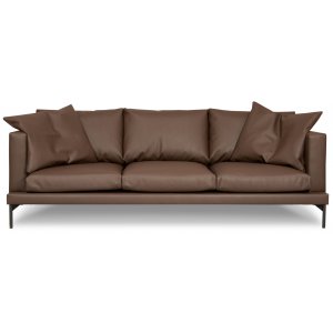 York 4-personers sofa i brunt lder - Chokolade (genbrugslder)