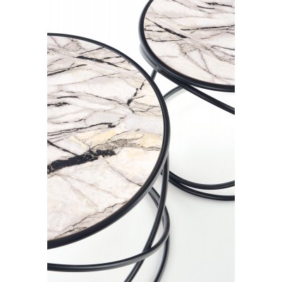 Mille sofabord 40/50 cm - Hvid marmor/sort