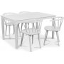 Mellby spisegruppe 140 cm bord med 4 hvide Fredrik Pinnstolar med stel - Hvid