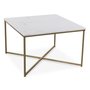 Maryland sofabord 75x75 cm - Hvid gte marmor / mat messing