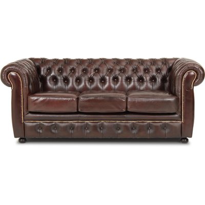Dublin chesterfield 3-personers sofa - Brunt læder