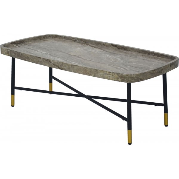 Curve sofabord 120 x 60 cm - Imiteret marmor / sort
