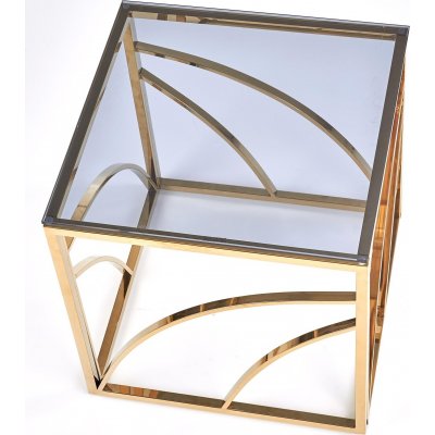 Kosmos sofabord 55 x 55 cm - Rget glas/guld