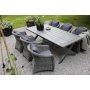 Oxford udendrs spisegruppe; grt bord 220 cm inkl. 6 Mercury lnestole gr syntetisk rattan