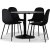 Sde spisegruppe, spisebord med 4 Carisma fljlstole - sort / sort + 4.00 x Servietringe