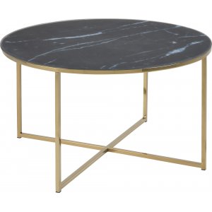 Alisma rundt sofabord med gyldne ben 80 cm - Sort marmorglas