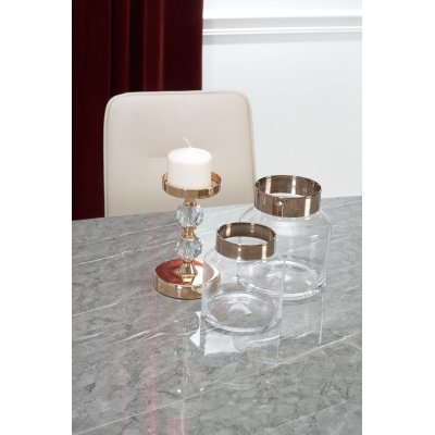 Limsa spisebord 160 cm - Gr marmor/rosenguld