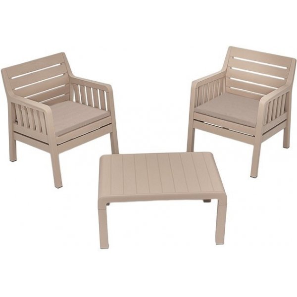 Lara loungegruppe med 2 lnestole og bord - Cappuccino