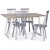 Edge spisegruppe; Spisebord i hvid HPL 140x90 cm med 4 gr Dalsland stokstole