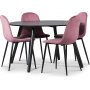 Rosvik spisegruppe, spisebord med 4 stk Carisma fljlstole - Pink / Sort