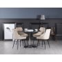 Plaza spisegruppe, marmorbord med 4 stk Theo fljlstole - Beige / gr / krom