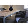 Spisebordsst Alva: Spisebord i teak / galvaniseret stl med 6 Mercury lnestole i gr polyrattan