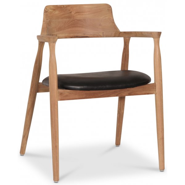 Caraca stol i teak - Sort PU