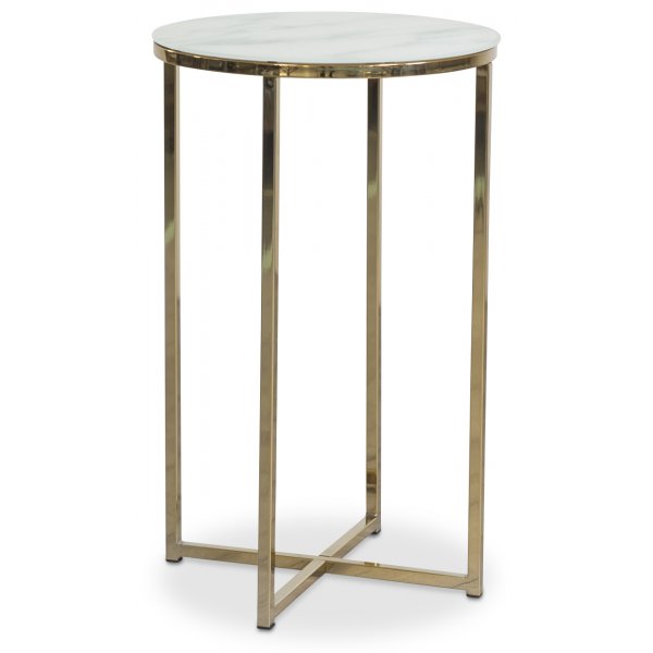Palasso rundt lampebord - Messing/lys marmorering