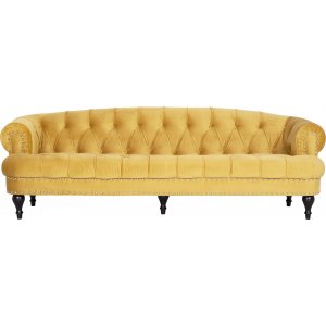 Oxford deluxe 3-personers chesterfield - Løvegul (fløjl) Oxford deluxe 3-personers chesterfield - Løvegul (fløjl)