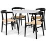 Berit spisegruppe, 110 cm rundt bord + 4 stk Berit-stole sorte / fletsde