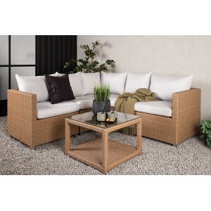 Vamos loungegruppe - Hvid/rattan