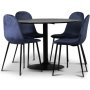 Seat spisegruppe, spisebord med 4 stk Carisma fljlstole - sort / bl + 4.00 x Servietringe