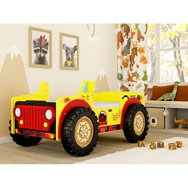 Monster truck tremmeseng - 90 x 190 cm