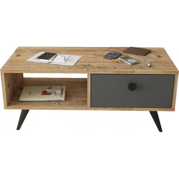 Vilamo sofabord 96 x 44,5 cm - Fyrretr/antracit