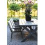 Oxford udendrs spisegruppe; grt bord 220 cm inkl. 6 Lincoln stabelbare stelstole gr/beige