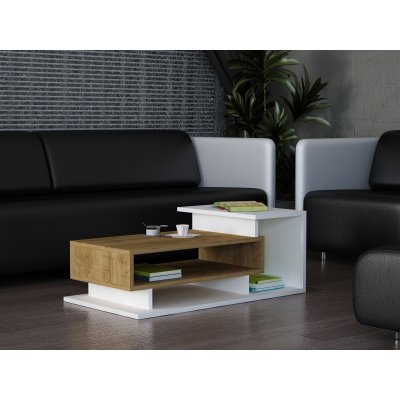 Spring sofabord 90 x 50 cm - Hvid/valnød