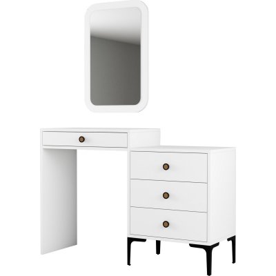 Lizbon toiletbord med spejl 124 x 40 cm - Hvid